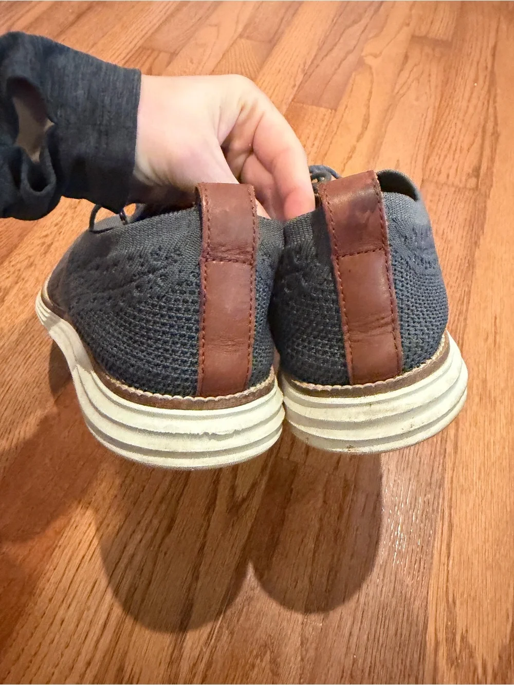 Cole Haan Gray Knit Wingtip Oxford with Brown Accents